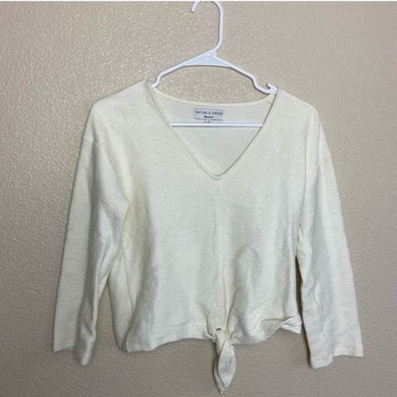 Madewell Texture and Thread Tie Front Top NWOT - Picture 2 of 7